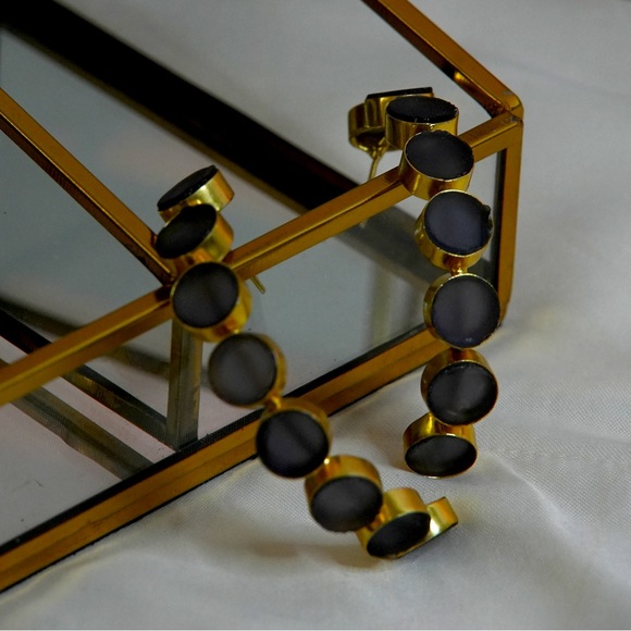 Zara Jewelry - Brand new limited edition zara gold plated brass with raw stone big hoop